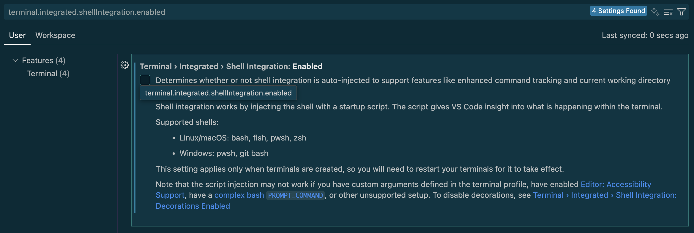 terminal.integrated.shellIntegration.enabled setting