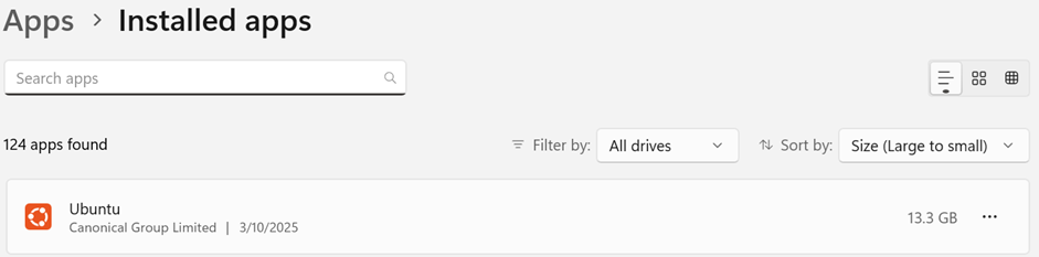 WSL2 taking up 13 GB of disk space