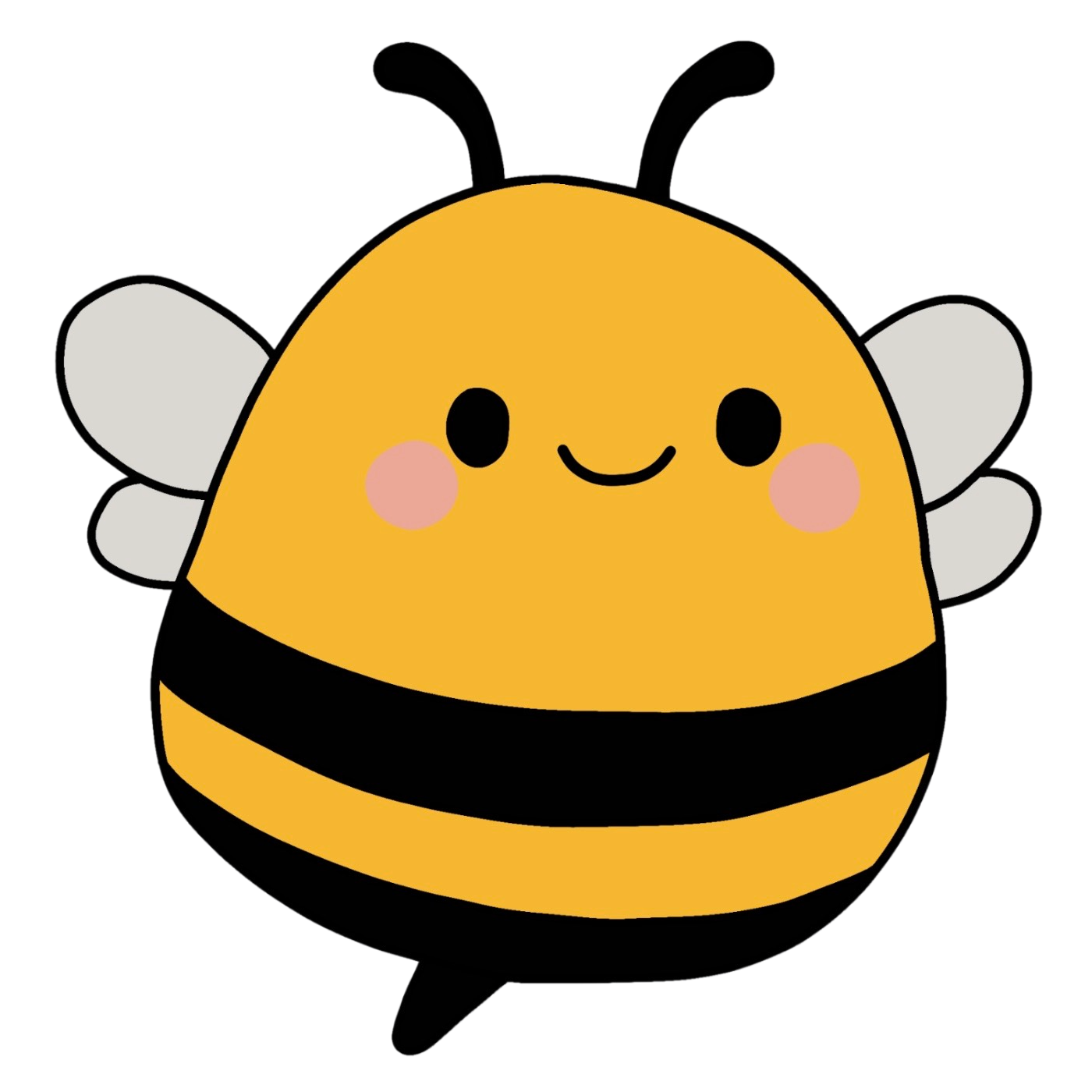The Mellifera project logo. The left side of the logo consists of black text with the word "Mellifera" on a white background. The right side of the logo consists of Melli, a cute cartoon bee who is the Mellifera mascot. Melli is depicted as a stubby honey bee with small wings and an inviting smile.